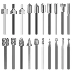 Wood Carving Bits Engraving Router Bit, 20pcs HSS Different Rotary Burr Set with 1/8