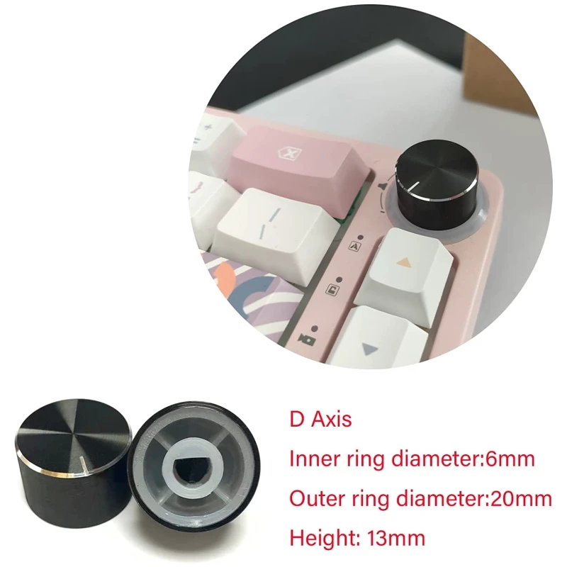 Liga de alumínio Knob teclado mecânico, botão potenciômetro, eixo D-Axis, adequado para TM680, KT68, GK68, 20x13mm, 1Pc