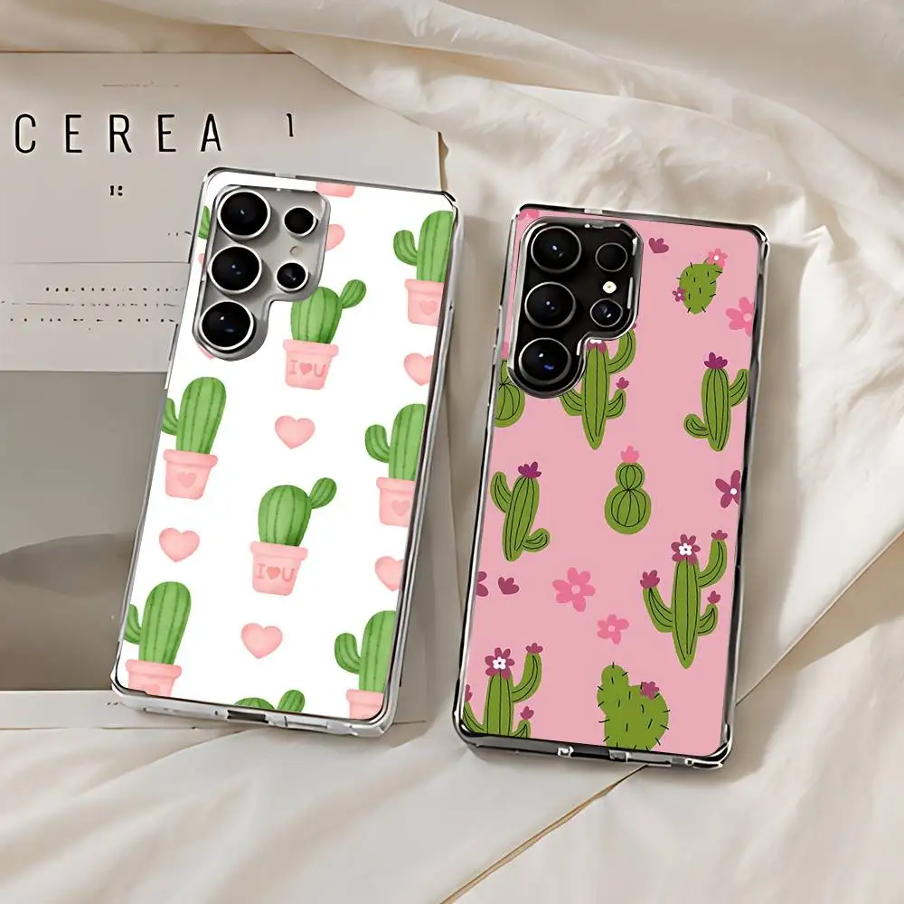 Cartoon Cactus Silicone Phone Case For Samsung Galaxy S21 S22 S23 S24ULTRA S25ULTRA FE Ultra Plus5G A52S S26 Soft TPU Cover