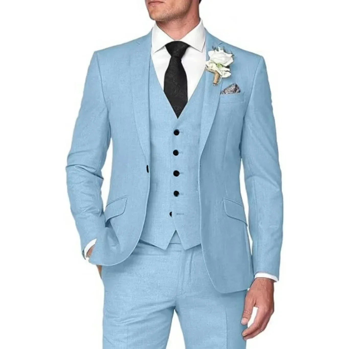 2024 Classic Men\'s Suit Men Costumes Colorful Tuxedo Blazer Vest And Pants 3 Pieces Single Button Costumes High Quality