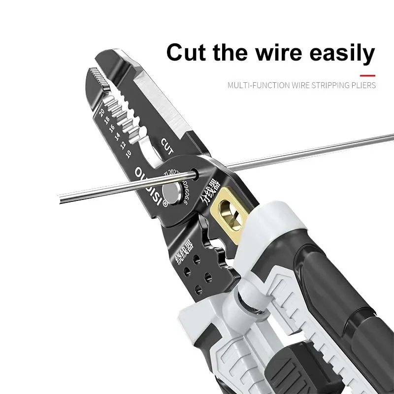 Multifuncional Wire Stripper Puxando Alicate, Elétrica Stripping Crimping Alicate, Ferramenta de mão, Cortador de fio, Reparando Tesoura, Novo