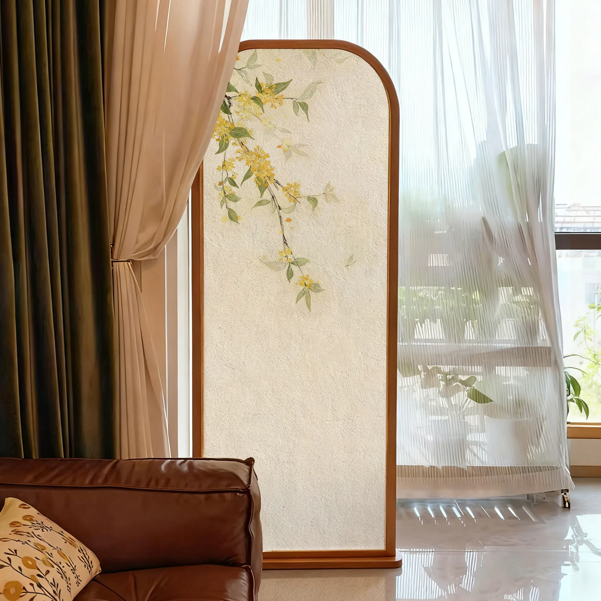 DSA solid wood screen partition entrance double-sided new Chinese-style living room shelter sofa household floor removable