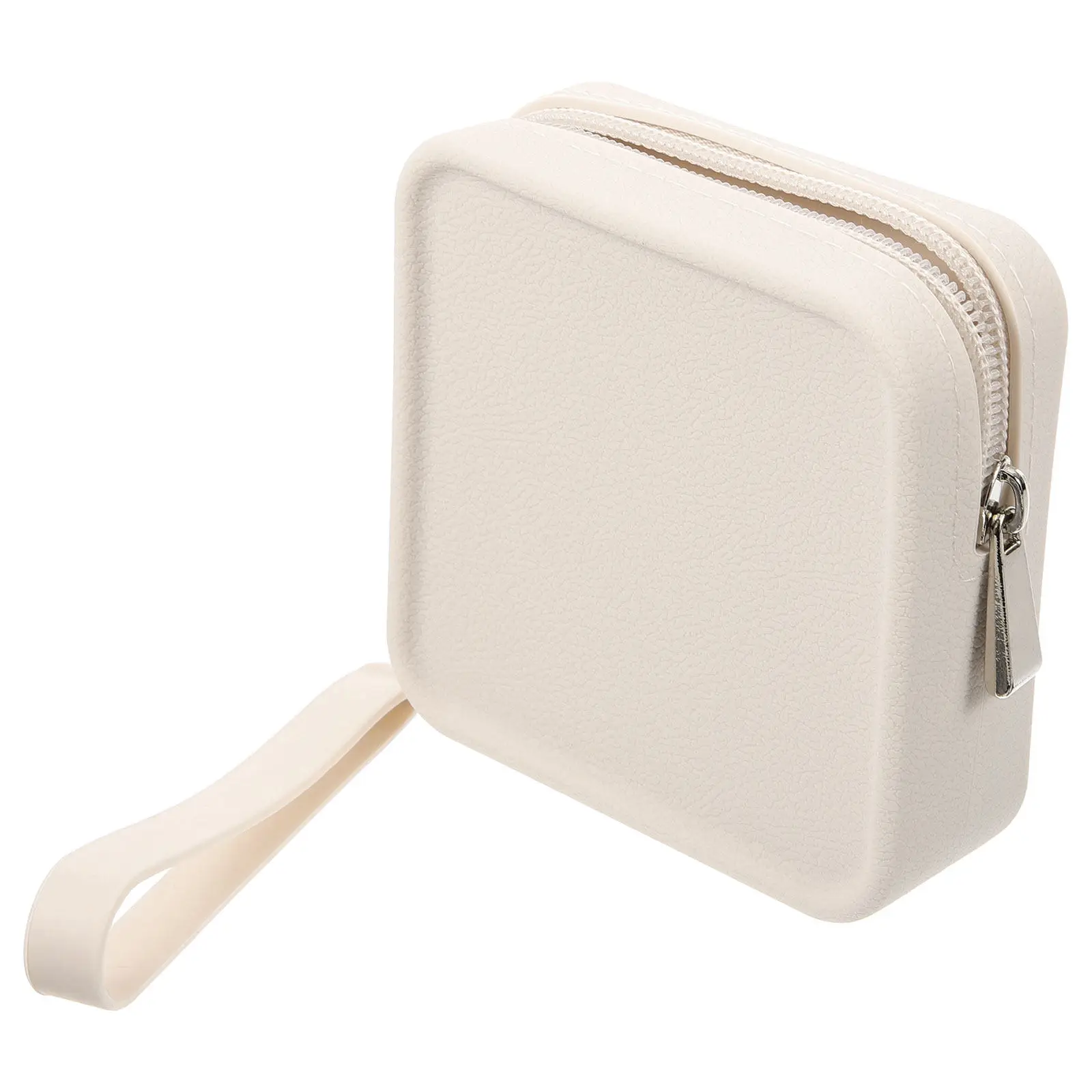 Silicone Feminine Period Pouch Milky White Soft Portable Large Capacity Menstrual Pad Storage Bag for Daily Use Teen