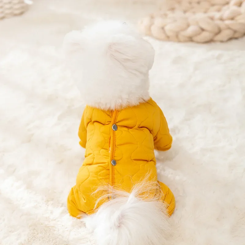 Japan and South Korea Simple Four Legged Cotton Coat Winter Thickened Down Jacket Warm Dog Clothes Teddy Jumpsuits Pet Clothes