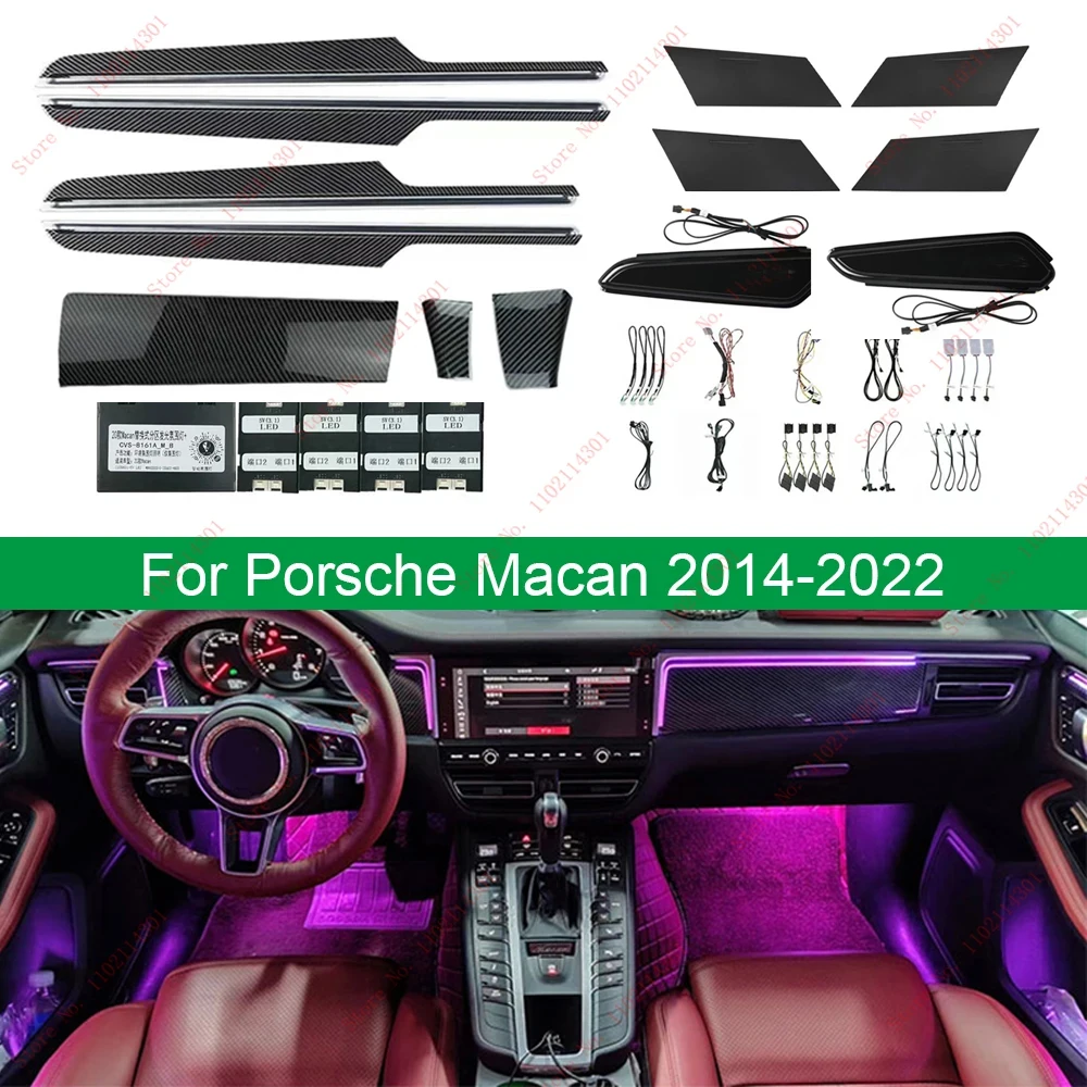 Car Ambient Light For Porsche Macan 2014-2022 64-color LED Lamps illuminated Door Panel Set Decorative Atmosphere Lighting