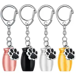 Pet Urn Keychain Sealed Moistureproof Cat Cremation Ash Jar Mini Dog Finger Storage Bottle With Puppy Paw Pet Souvenir