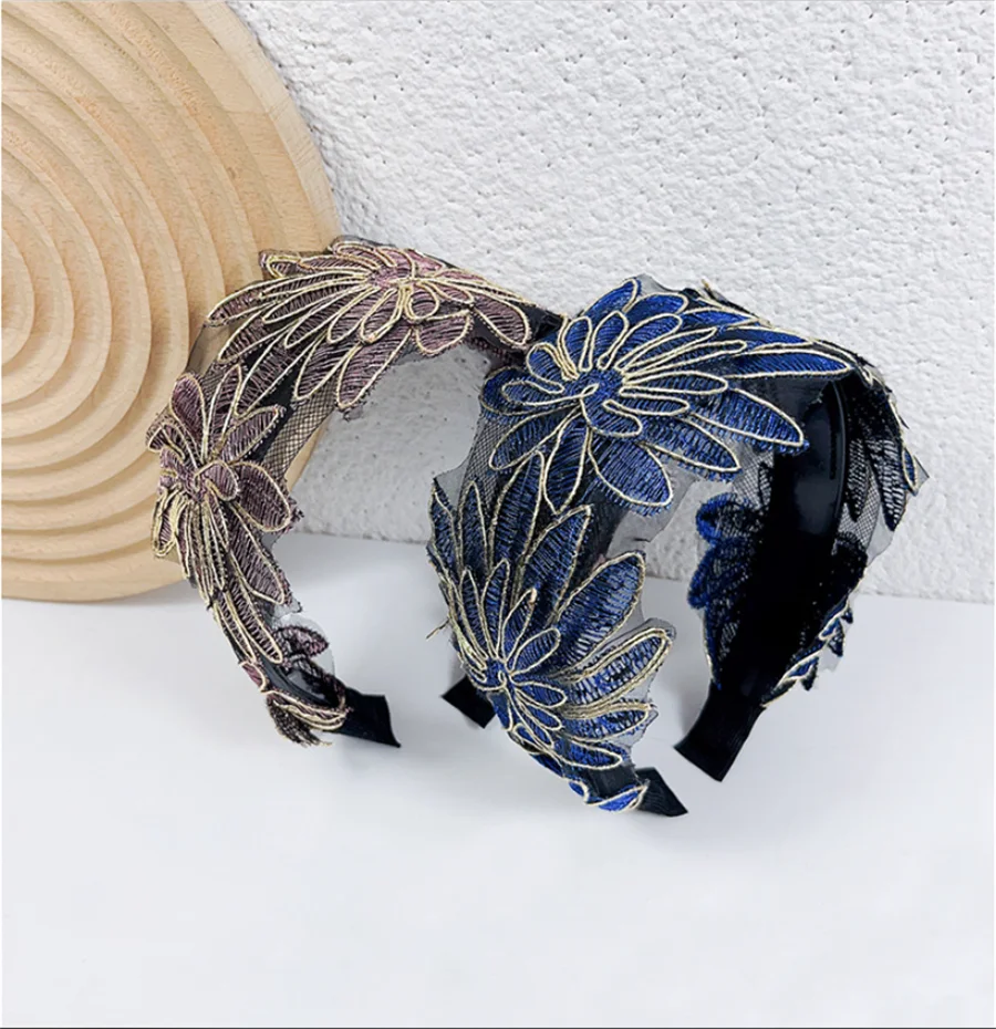 Resin Temperament Make up Fashion Design Women Hair Accessories Wide Side Hairband Korean Style Hair Wear Lace Leaves Headband