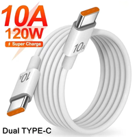 120W 10A Dual USB-C To Type C Super Fast Charging Data Cable For iPhone Samsung Quick Cord Transfer Wire 0.25m/1m/2m/3m