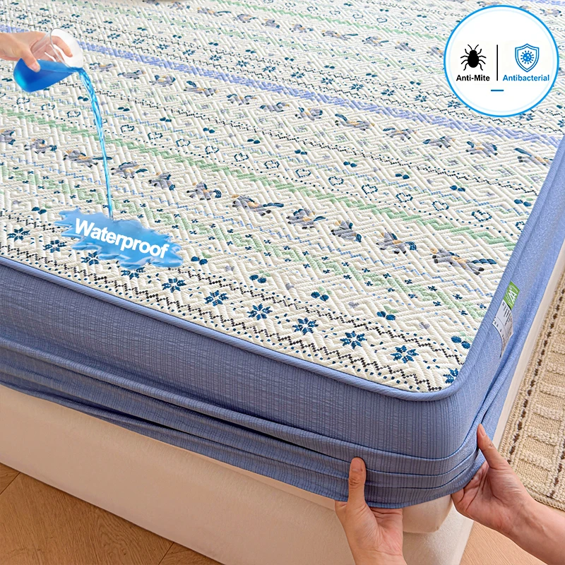 Waterproof Quilted Fitted Mattress Protector, Anti‑Mite Antibacterial Mattress Cover, Soft Breathable Noiseless ,Bed Protector
