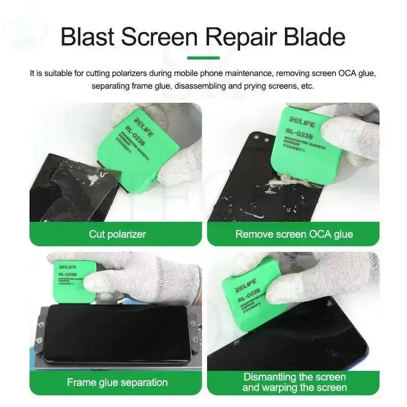 RELIFE RL-023B Magnetic Multipurpose Glue Removal Blade OCA Adhesive Scraper LCD Screen Frame Disassembly Tool for Mobile Phone