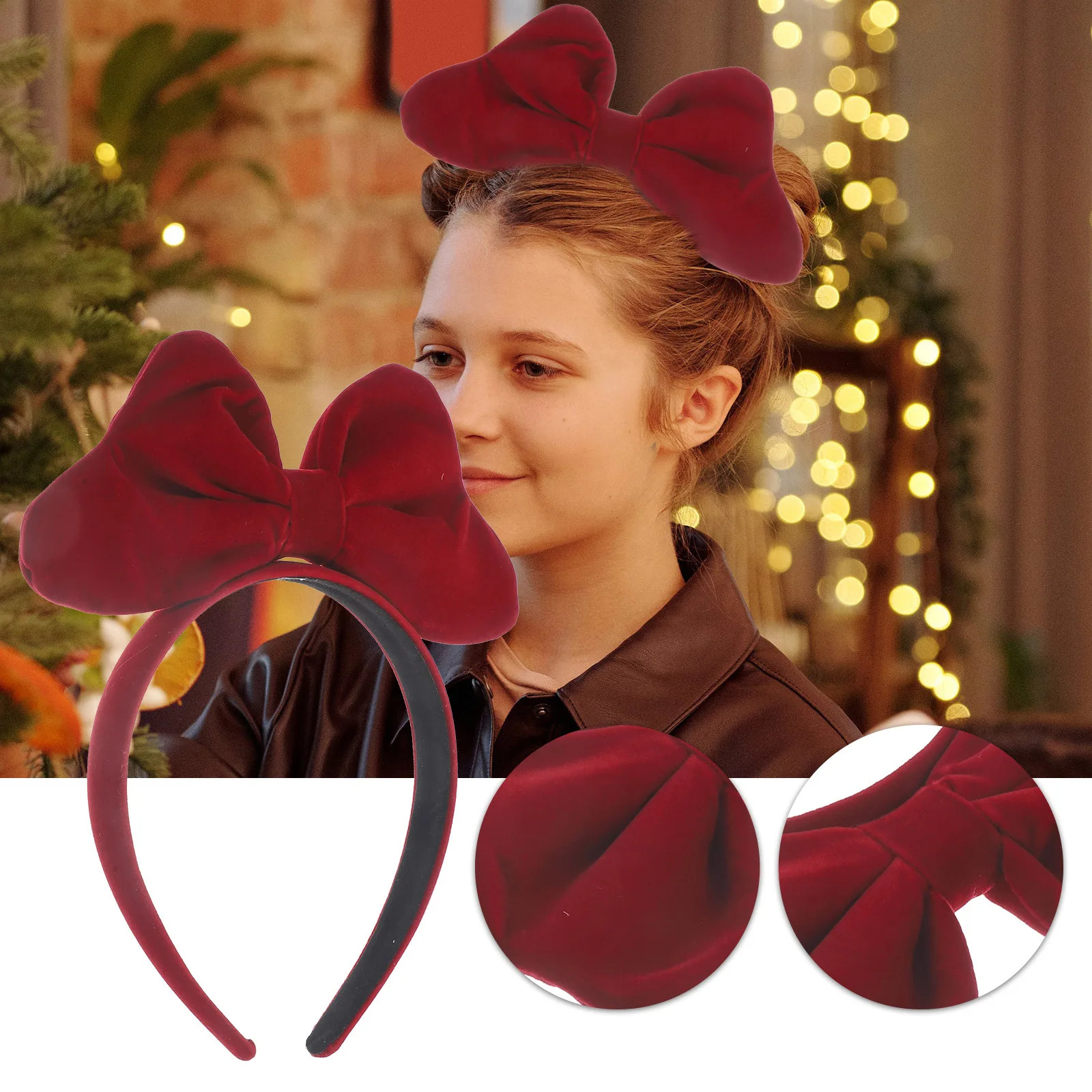 

1Pcs Red Bowknot Hairband Fine Workmanship Lightweight Party Festival Decorative Hairband Chic Women Hair Accessory