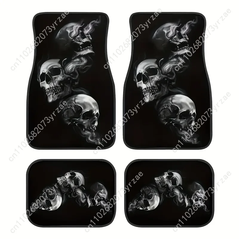 

Horror Skull 4pcs Universal Car Floor Mats All-Season Fashionable Auto Interio Absorbent Non-Slip Washable Car Floor Mats