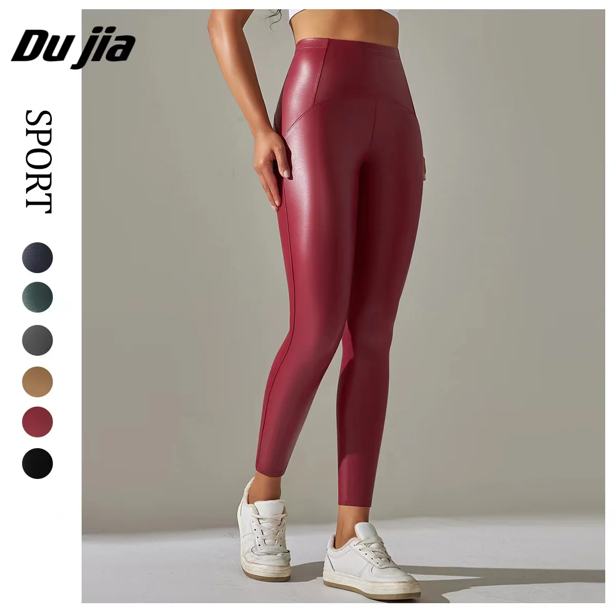 Women Sexy Skinny PU Leather Pants High Waist Elastic YOGA Leggings Multicolour Slim Pencil Pants Plus Size Sport Tight Pants