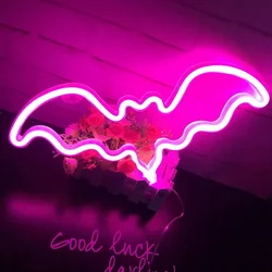 Colorful Bat Led Neon Sign Light Holiday Xmas Halloween Party Wedding Decorations Kids Room Night Lamp Home Wall Decor Bar