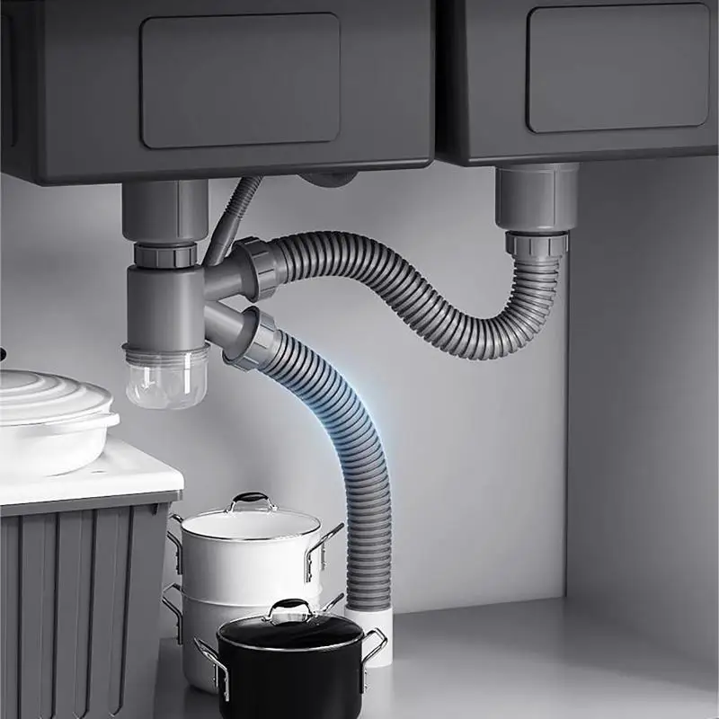 

Kitchen Sink Double Basin Drainer Sink Drain Pipe Set Drainer Kitchen Accessories Bug - And Odor-proof Drainer Kitchen Accessory