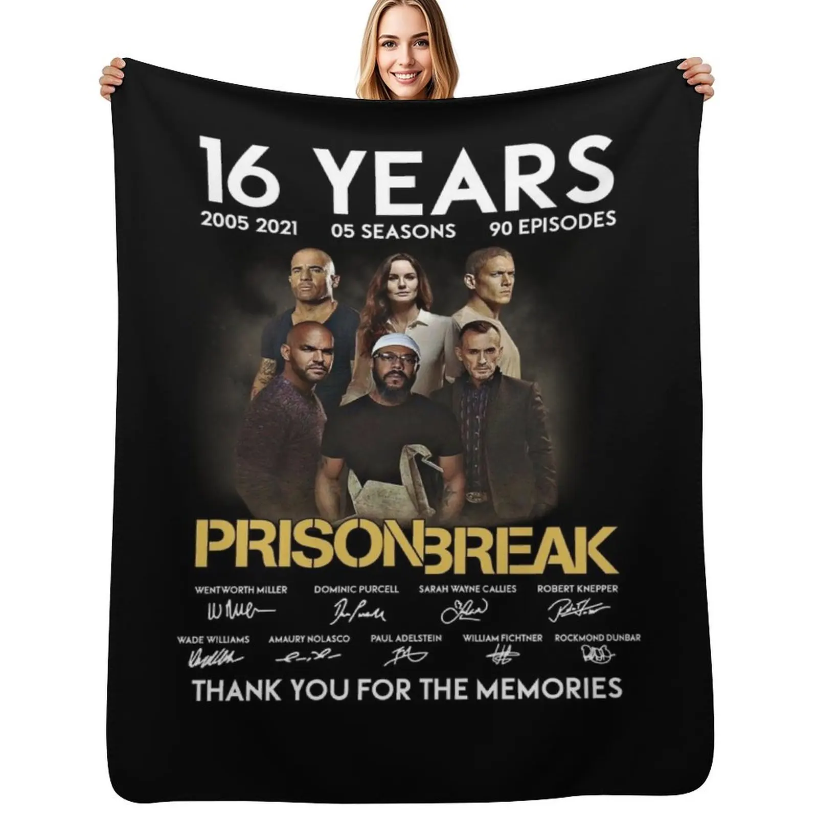 16 Years Prison Break Signature , Thank You For The Memmories , Prison Break Throw Blanket Heavy Picnic manga Thin Blankets