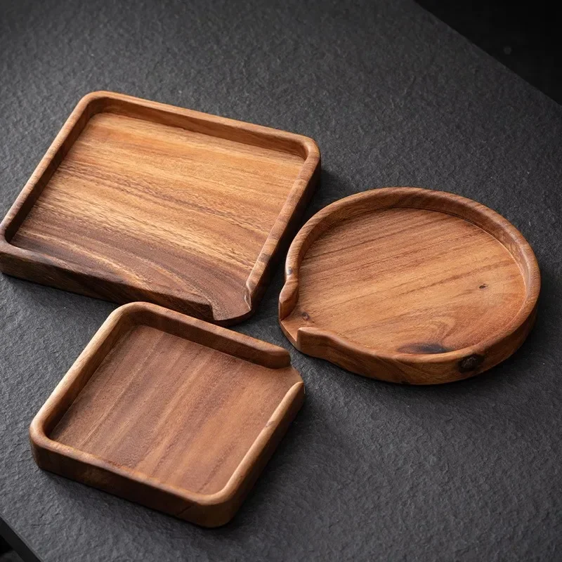 Natural Wood Tea Leaver & Tray Handheld Tea Chopping Board for Puer Tea Brick Multi-Function Plate