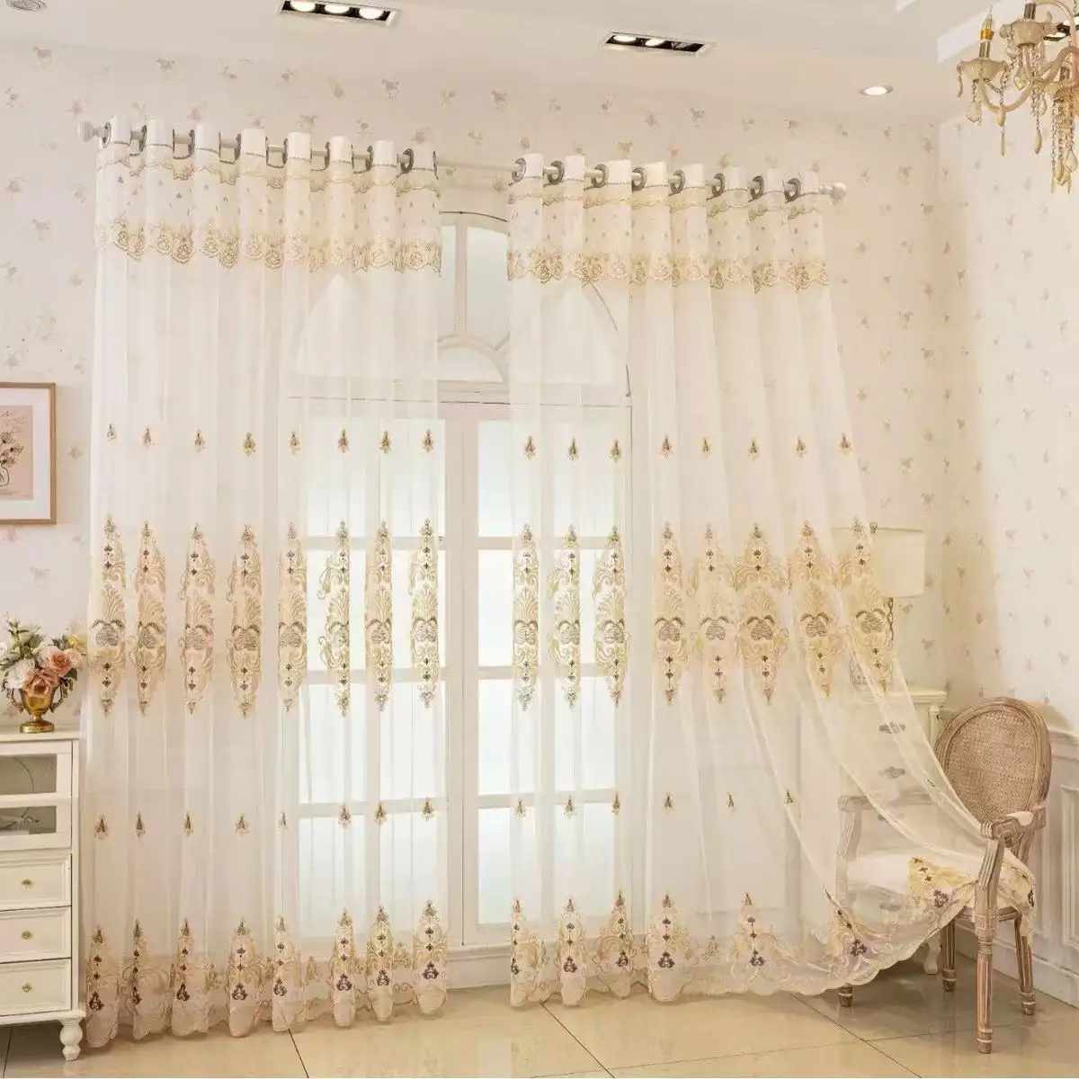 1pc Elegant Blackout Sheer Curtain,Suitable for Bedroom & Living Room,Ror All Seasons,Adds Dreamy Atmosphere