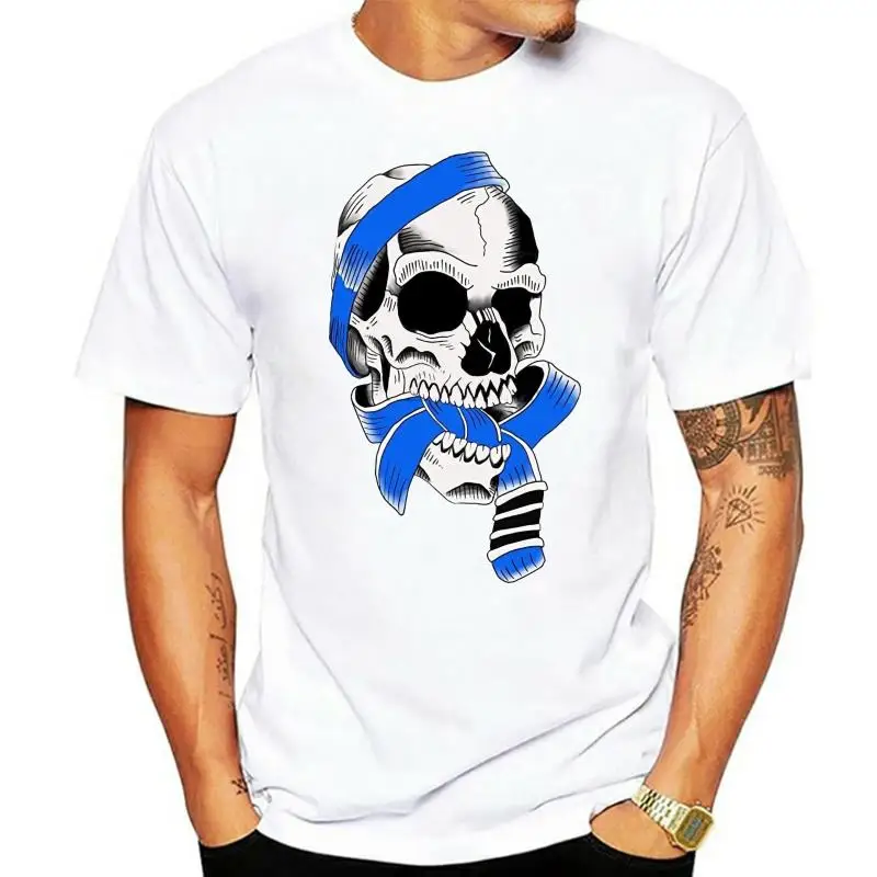 Men Summer T Shirt  Brazillian Jiu-jitsu Skull with BJJ Blue Belt Men's Fashion T Shirt