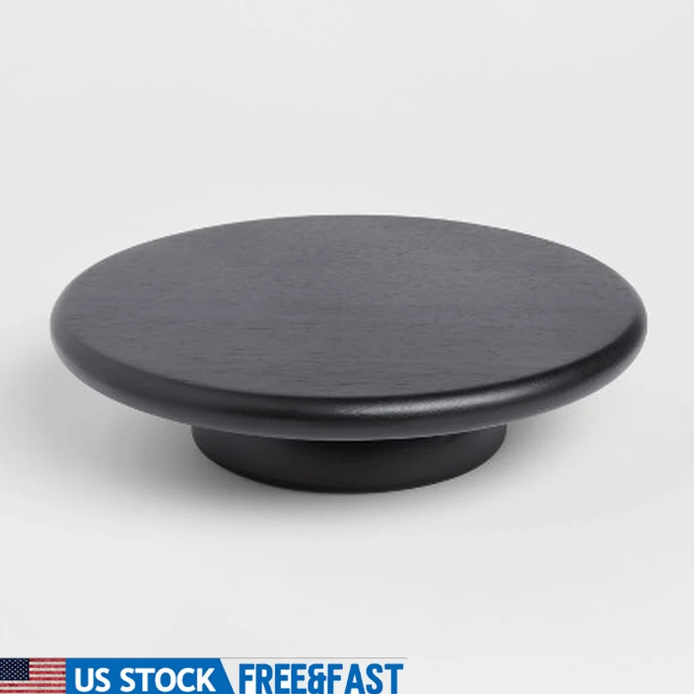 

Modern Acacia Wood Cake Stand Round Black Varnished Dessert Display Stand Parties Gatherings Table Decor 10.9 Inches