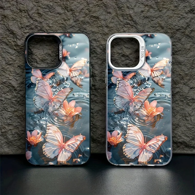 

Butterflies in the water phone case for iPhone 17 16 15 14 13 12 11 Pro/ Max/Plus shock-proof rear cover anti-fingerprint