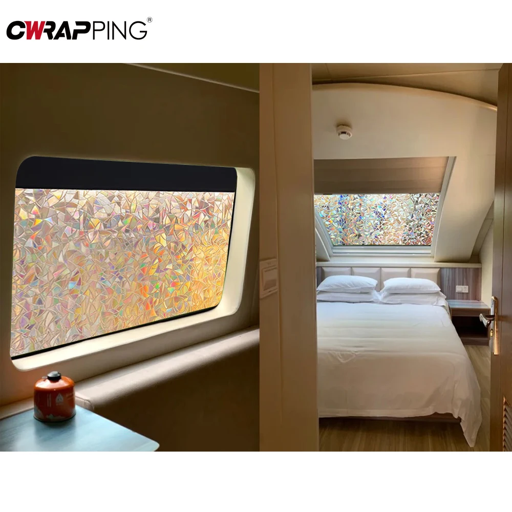 ملصق نافذة زجاجي من الفينيل، ملصق كهرباء، طبقة حماية منزلية ذاتية اللصق مناسبة لتزيين الحمام المكتبي #5