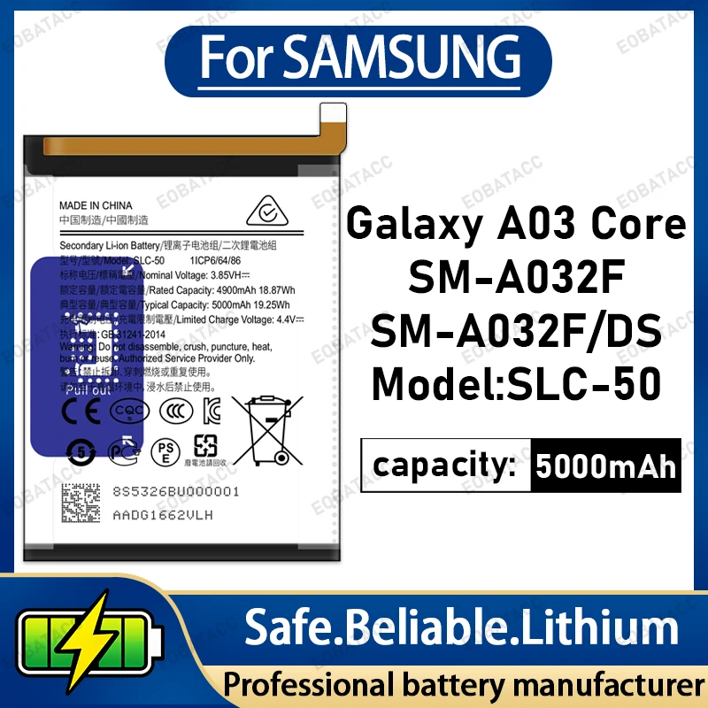 

100% новая батарея SLC-50 для Samsung Galaxy A03 Core, батареи большой емкости + бесплатные инструменты