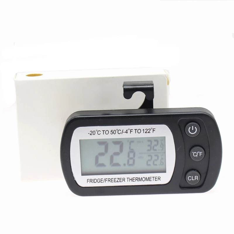 Upgraded Refrigerator Fridge Thermometer Digital Freezer Room Thermometer IPX3 Waterproof Min Record Function