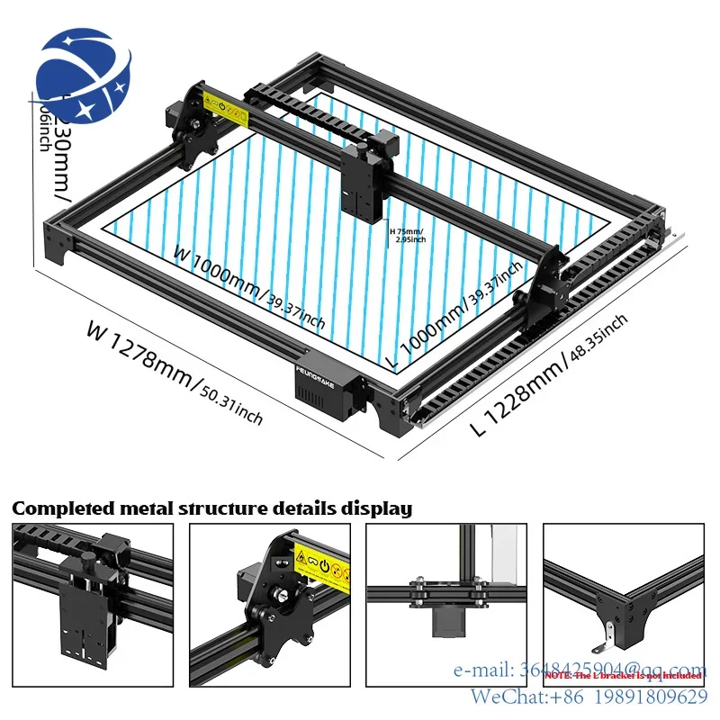 YYHCLaser Engraving Machine Frame Kit 1000*1000mm Working Area DIY Laser Engraver Frame Parts Wood Cutter Engraver