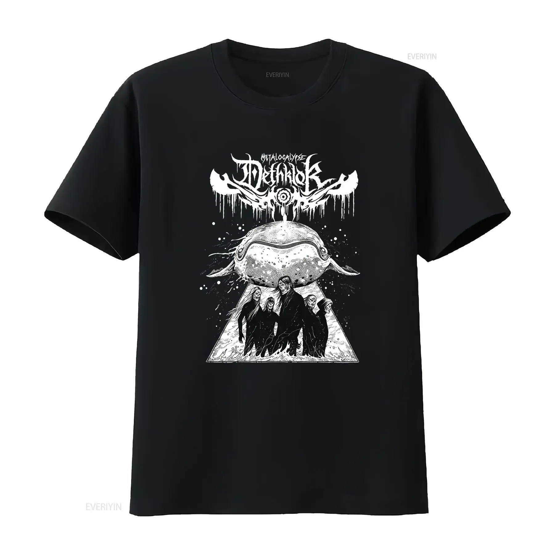 Dethklok Band Black Color T Shirt  SG705 vintage Washed streetwear designer clothes Top For Everyday Wear Stylish Casual