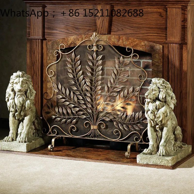 LLY rural wrought iron floor-to-ceiling old household living room fireplace screen leaf partition seat screen anti-scalding