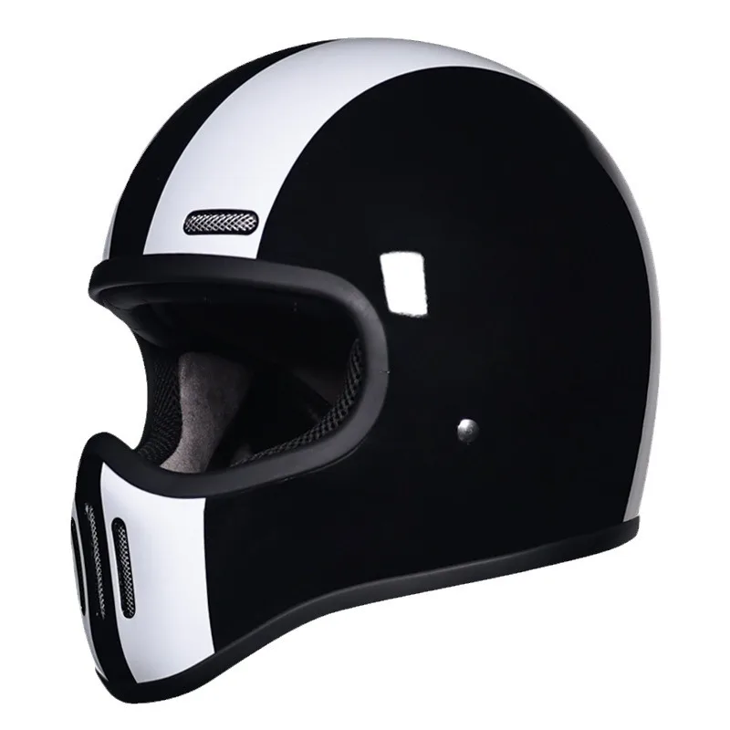 ORZ Fiberglass Retro Motorcycle Full Face Helmet Bluetooth Compatible for Cruiser Scooter Men Women Safety Protective Helmet