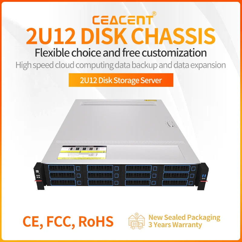 SV3-R212-6D12S 2U هيكل الخادم Rackmount 12-Bay 12Gb/s SAS/SATA تخزين لوحة الكترونية معززة SGPIO الإضاءة، دعم التخصيص