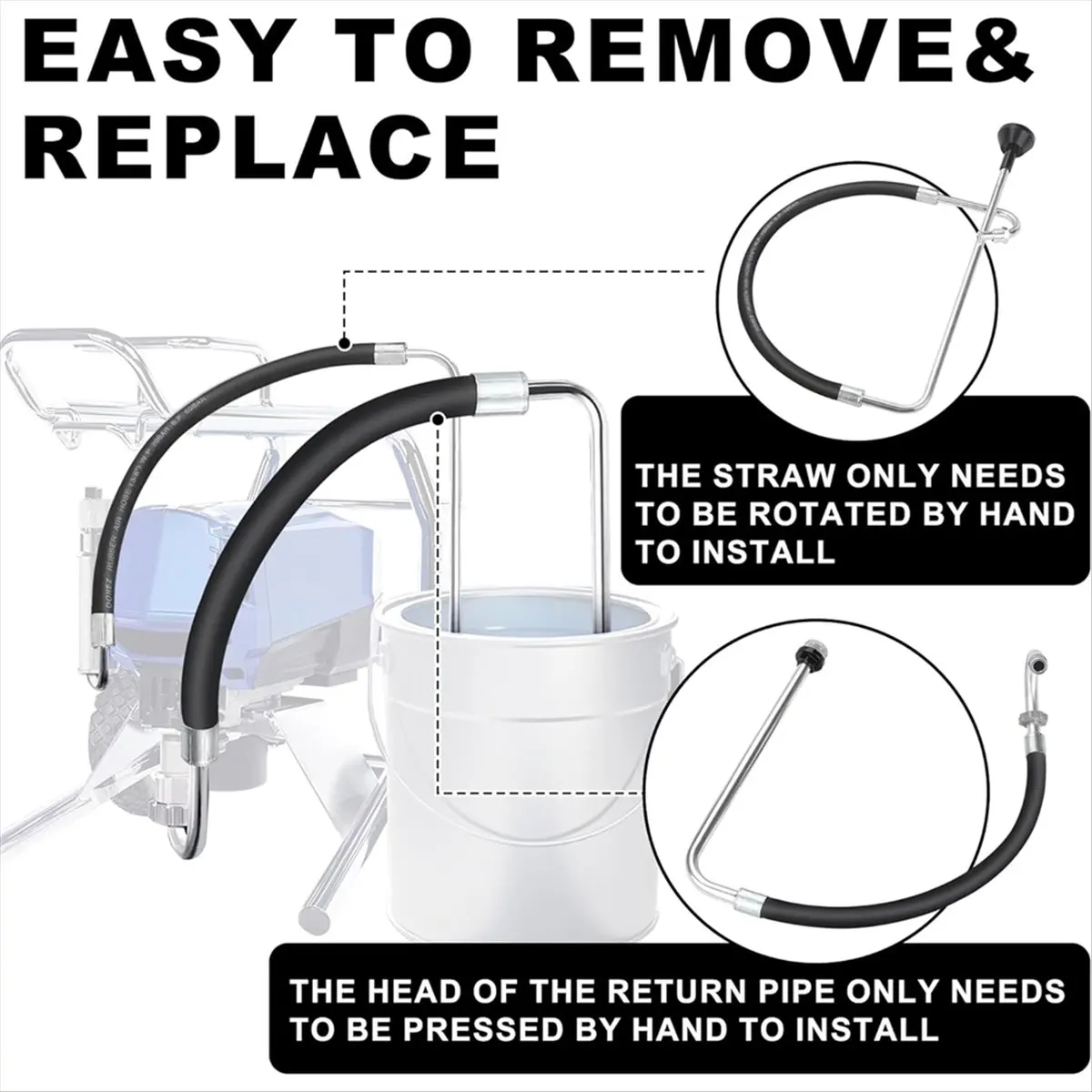 

AT16 -Stainless Steel Suction Hose and Reflux Line Sets, Airless Paint Sprayer-Accessories for 390 395 490 495 595 695