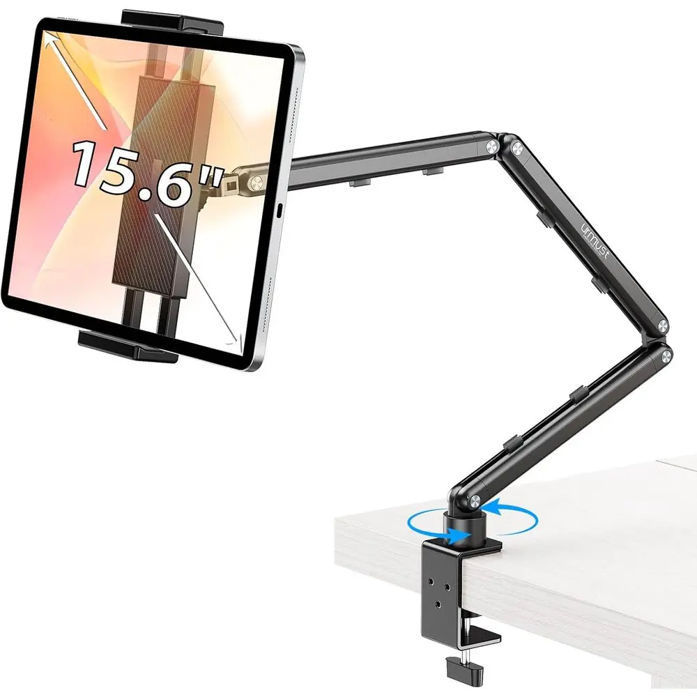 Adjustable Tablet Desk Stand with 360° Swivel for iPad Pro/Air/Mini, Suitable for Kitchen, Work, and Video Calls