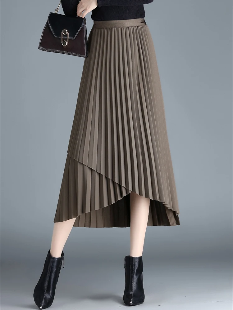 

Irregular Pleated Half Skirt for Women in Design Feeling Elastic Waist Slimming Waist A-line Version of Half Skirt Trend