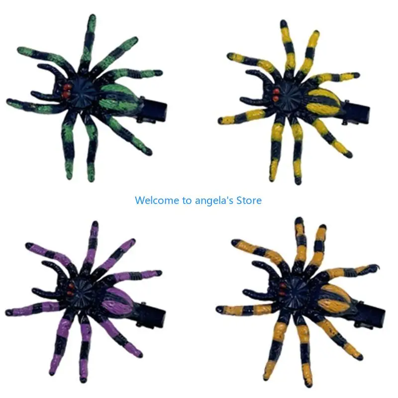 X4YC Lovely Spiders Hair Clip Durability Resins Hair Clip Fashion Halloween Hairpin