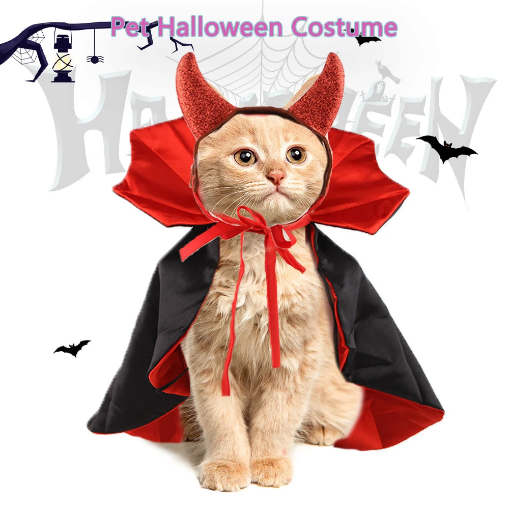 

Halloween Cat Vampire Cloak Costume Halloween Adjustable Pet dog Cape Costume Clothes,Pet Accessories Costume Outfit Decor Cowl