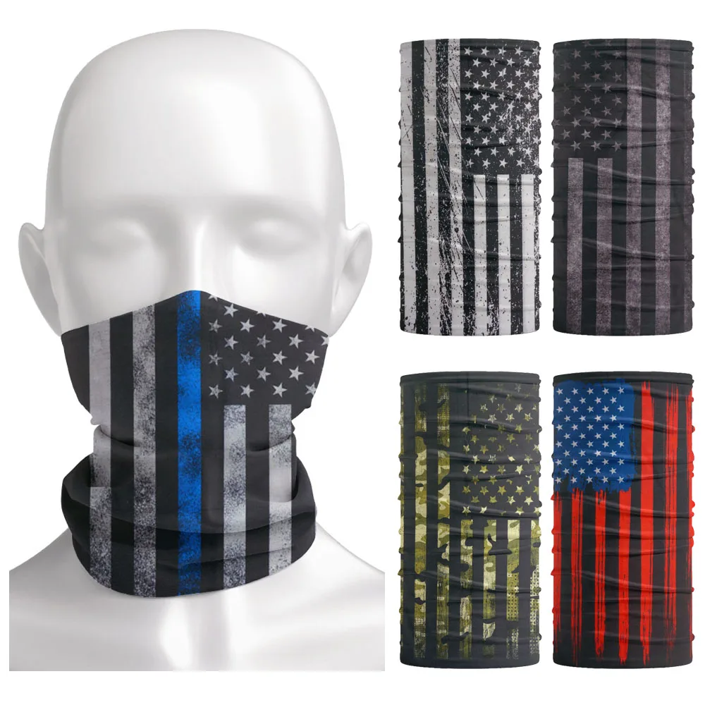 Custom America Flag Neck Gaiter USA Men Women Tube Seamless Bandanas Cycling Balaclava Face Cover Scarf Running Hiking Headwear