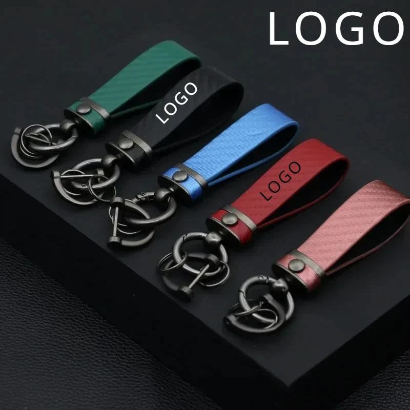 Custom Print LOGO Carbon Fiber Keychain for Men and Women Retro Vintage High-end Key Chain Keyring Car Personalize Key Ring Gift