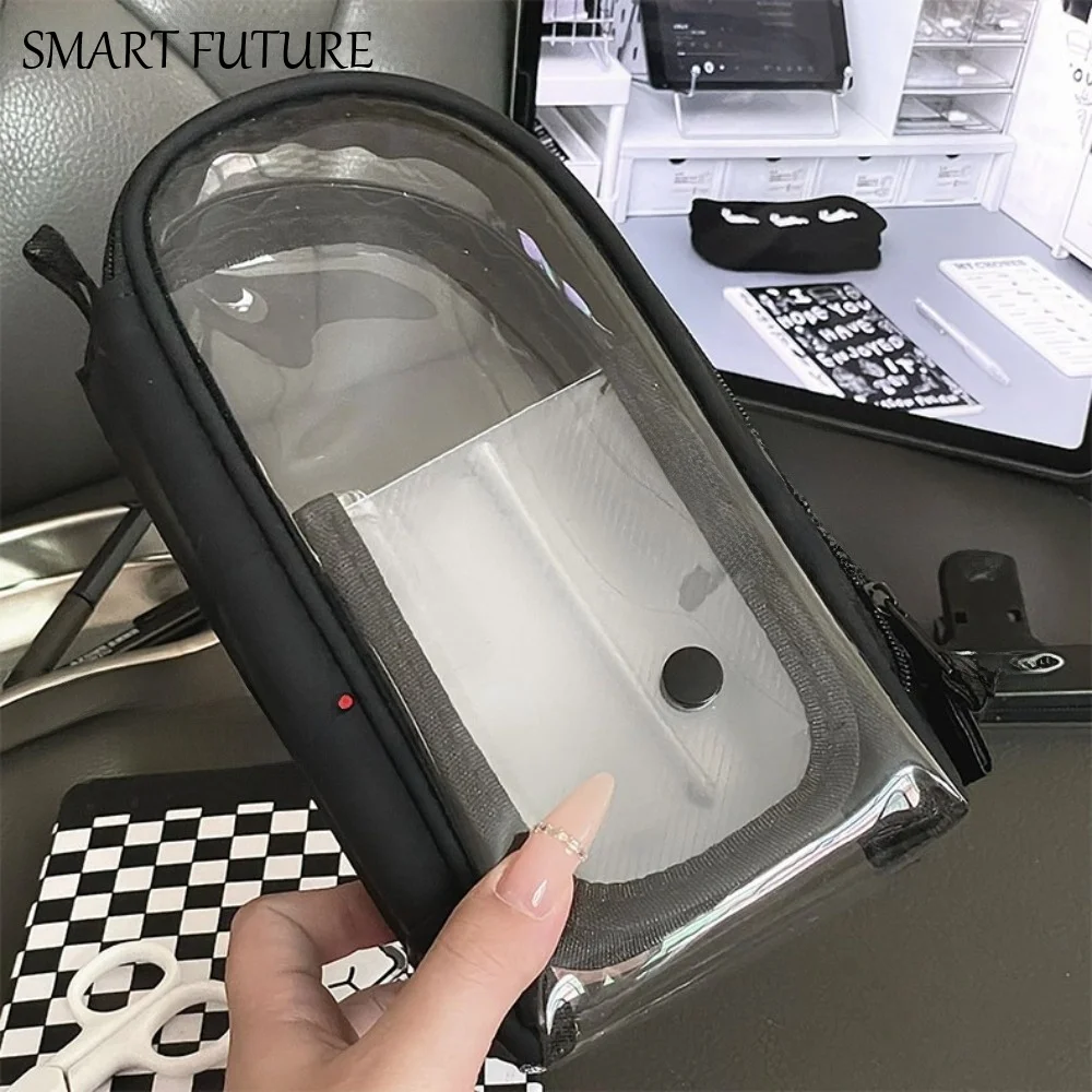 

Пенал-органайзер 2-в-1: вертикальный, милый дизайн, портативный, с магнитным выдвижным ящиком для канцелярских принадлежностей