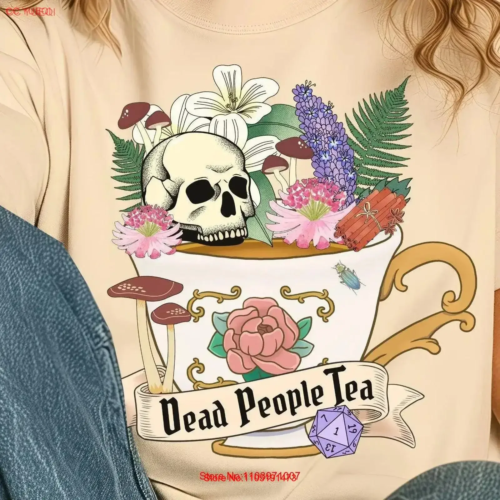DEAD PEOPLE TEA shirt Critical Roleplaying T dnd grave cleric mighty nature skull leaf funny gift vintage Washed fashion
