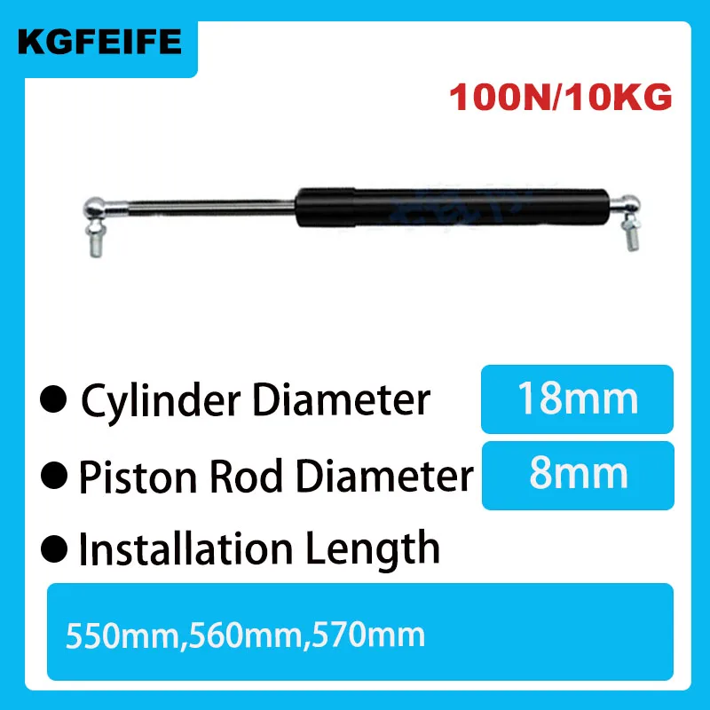 

1 шт., 550 мм-570 мм, 10 кг/100 Н, мебельная стойка, универсальная газовая пружина, гидравлическая петля, кухонный шкаф, фурнитура, подъемная опора