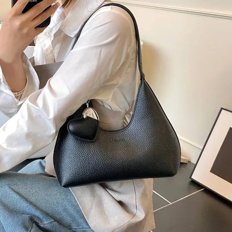 2025 New Zipper Purses And Handbag Simple Desgin Elegant Underarm Solid Color PU Leather Ladies Shoulder Women Hobo Bag