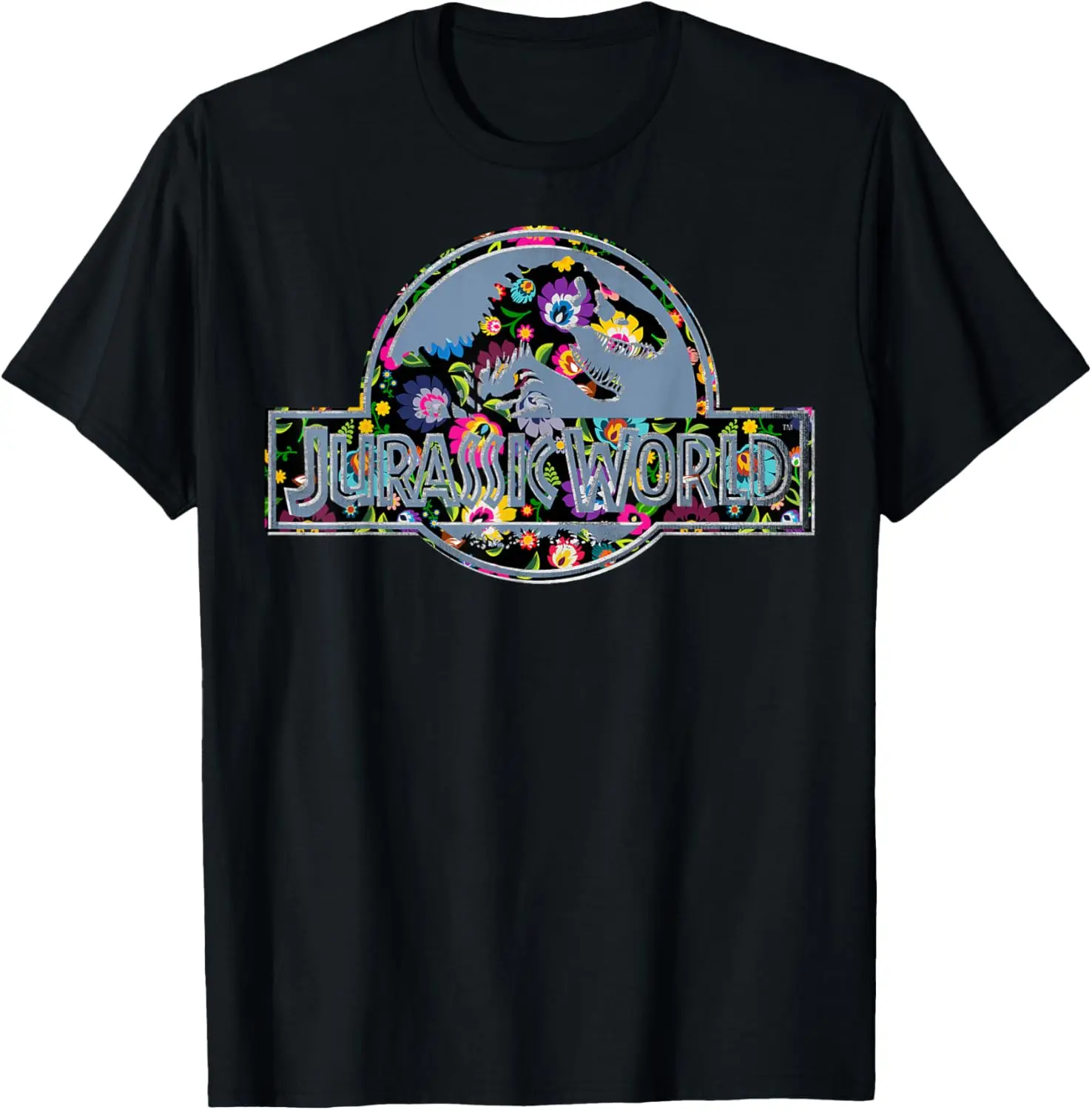 208.assic World-T-shirt avec logo floral, Boho Folk, Gris