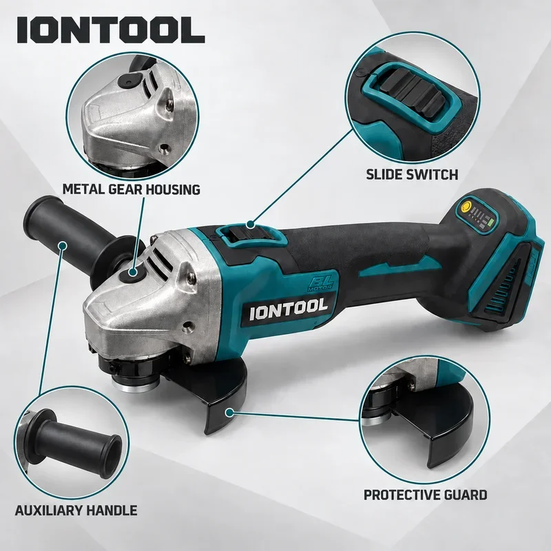 IONTOOL Brushless Cordless Angle Grinder 850W For Chainsaw Chain Sharpening and Axe Grinding and Chisel Sharpening and Honing