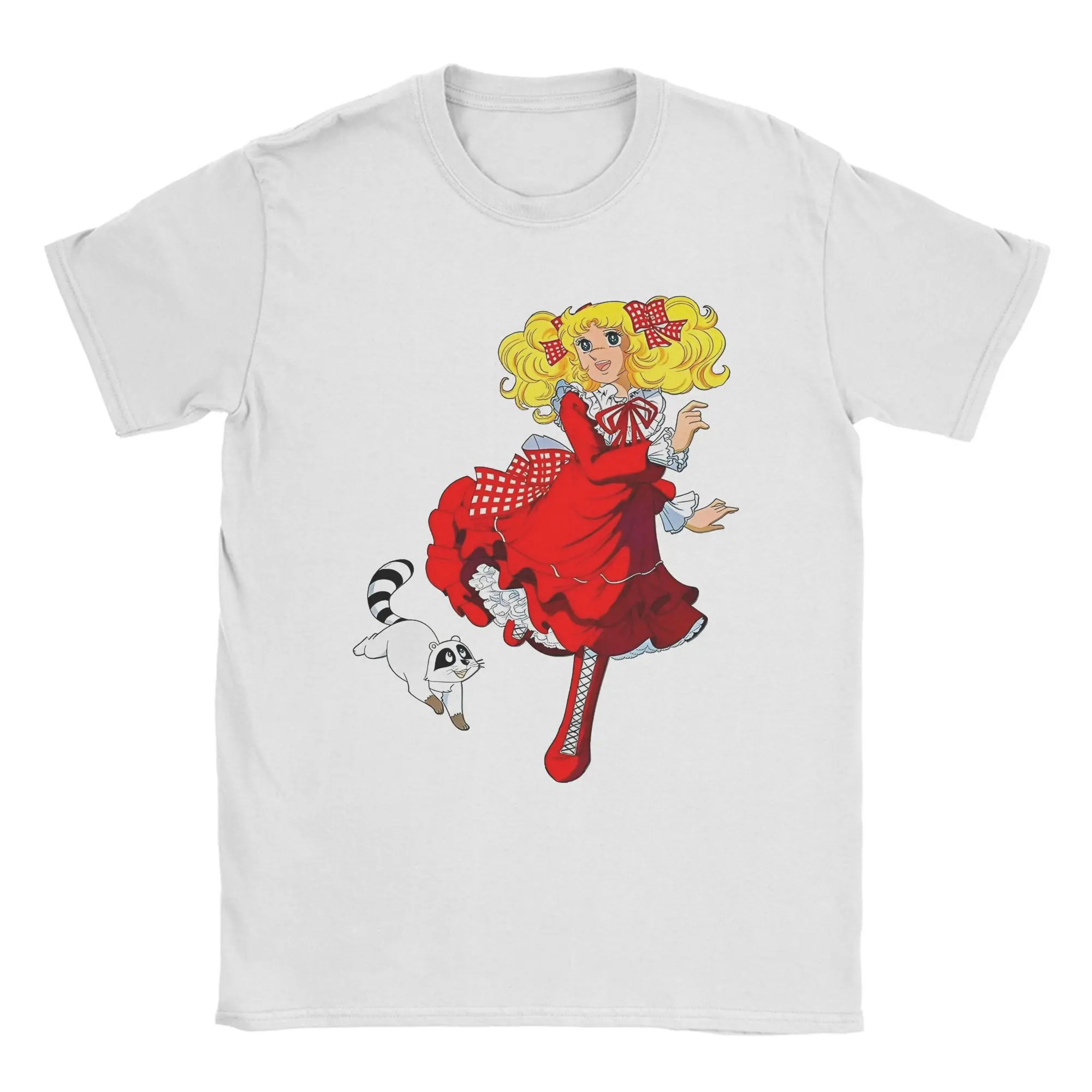 

Candy Candy Raccoon Men's T Shirts Japan Anime Manga Novelty Tee Shirt Short Sleeve Crewneck T-Shirts Cotton Gift merchandise