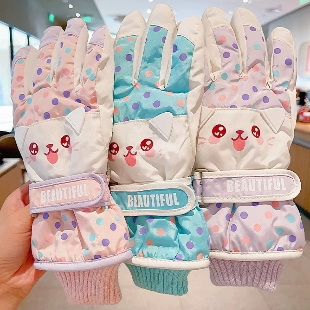 

Kawaii Cartoon Children Ski Gloves Thicken Full Finger Snowboard Gloves Riding Keep Warm Girls Skiing Gloves Boys/girls