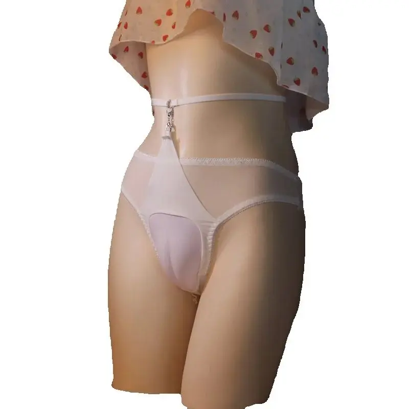 Men Sexy Camel Toe Underwear Mesh See Through Lingerie Hollow Ultra-Thin Panties Backless Thongs Gays Imitates Underpants