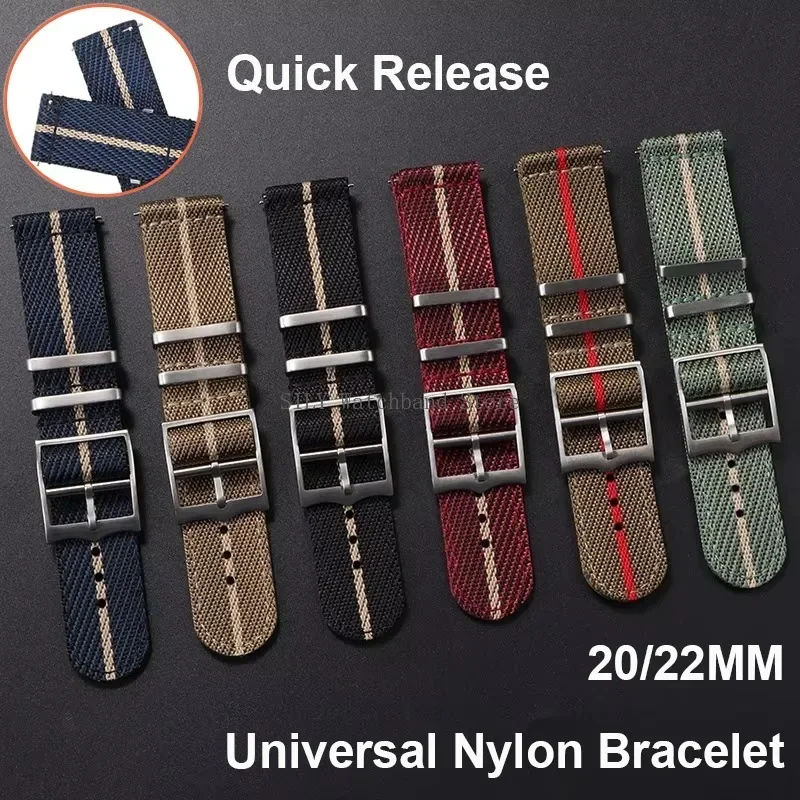 Universeller Uhrengürtel für Damen und Herren, Canvas-Nylonarmband, schnell verstärkendes Nylon-Uhrenarmband, Ersatzgürtel, Nato-Armband